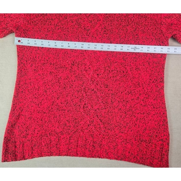 Jones New York Sport Red Black Speckled‎ Cable Knit Turtleneck Sweater XL - Picture 4 of 7